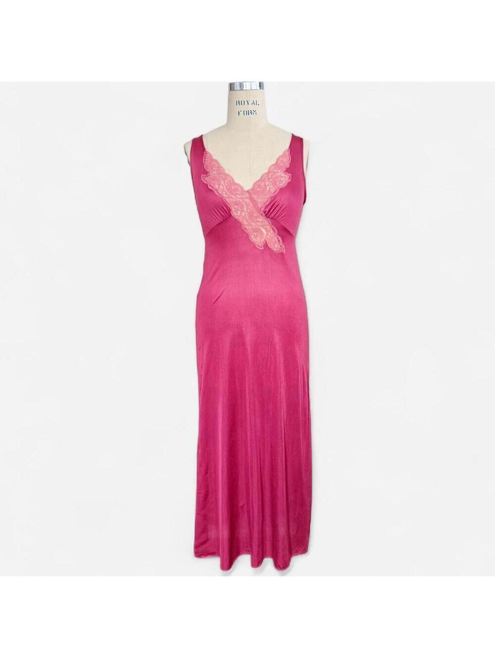 Vintage Hand Dyed Mauve Slip Dress Lace Fairy